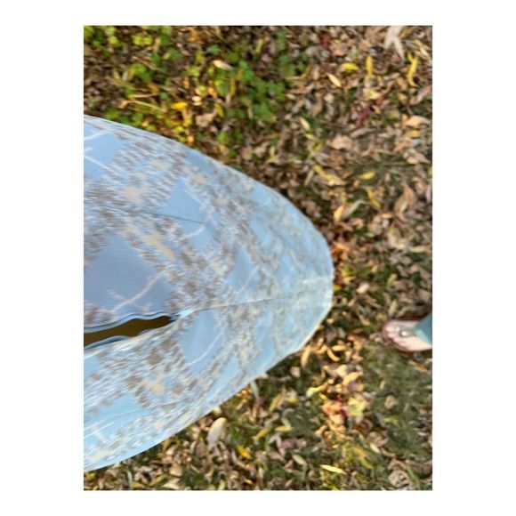 Vintage 50s Metallic Ice Blue Formal Gown Dress Maxi Silver Threads Cheongsam - Picture 9 of 14